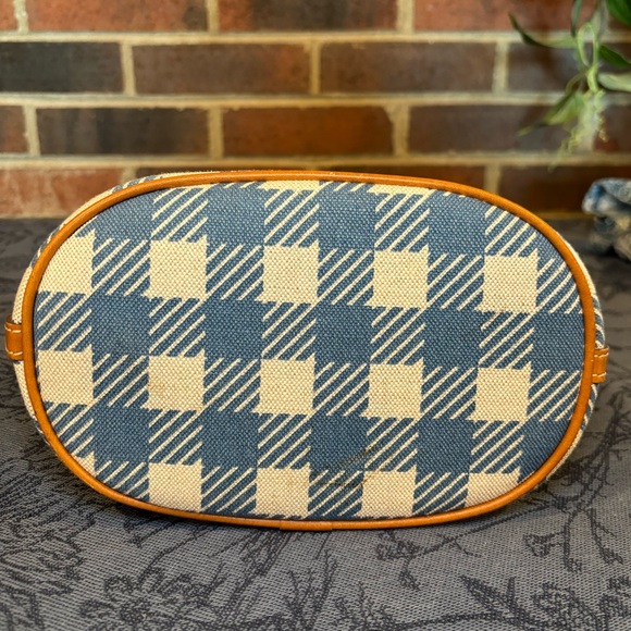 Dooney and Bourke Vintage Blue and off white checkerboard mini bucket bag - Picture 6 of 13